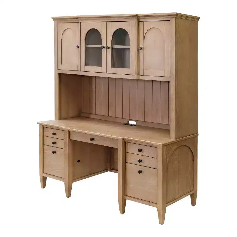 Crédence et huche en bois moderne Collection Laurel Marron clair - Martin Furniture : Brossé, Panneaux cintrés