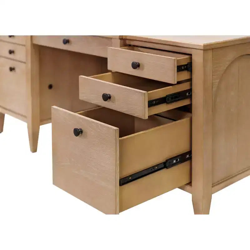 Crédence et huche en bois moderne Collection Laurel Marron clair - Martin Furniture : Brossé, Panneaux cintrés
