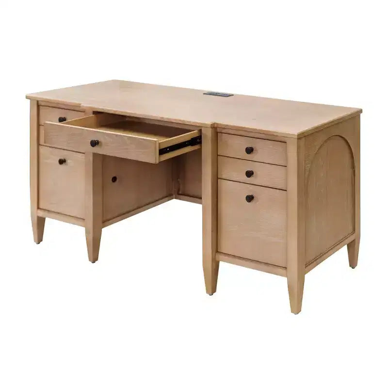 Crédence et huche en bois moderne Collection Laurel Marron clair - Martin Furniture : Brossé, Panneaux cintrés