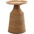 Olivia & May Dried Plant Handmade Wrapped Accent Table with Wood Tabletop Brown: Bohemian Pine Frame, No Assembly Required