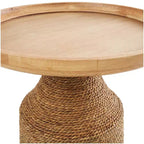 Olivia & May Table d'appoint en plantes séchées faites à la main avec plateau en bois marron : Cadre en pin bohème, aucun assemblage requis
