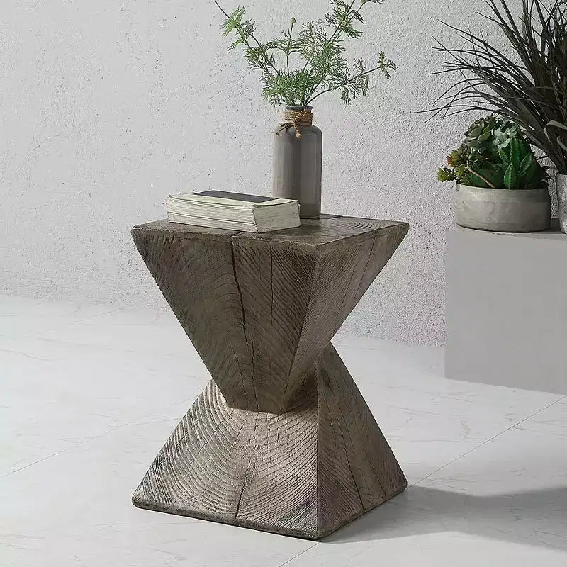 Table d'appoint Zahi 13 po Fini chêne vieilli - Acme Furniture : Rectangle moderne en ciment, conception peu encombrante