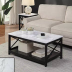Table basse Breighton Home Oxford avec étagère en faux marbre blanc/noir