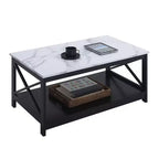 Table basse Breighton Home Oxford avec étagère en faux marbre blanc/noir