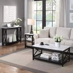 Table basse Breighton Home Oxford avec étagère en faux marbre blanc/noir