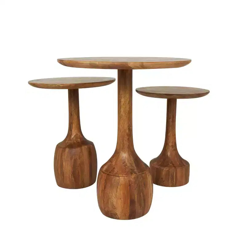 Table d'appoint artisanale en bois de manguier Olivia & May : Lot de 3, Aucun assemblage requis, Utilisation intérieure, Style bohème