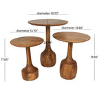 Table d'appoint artisanale en bois de manguier Olivia & May : Lot de 3, Aucun assemblage requis, Utilisation intérieure, Style bohème
