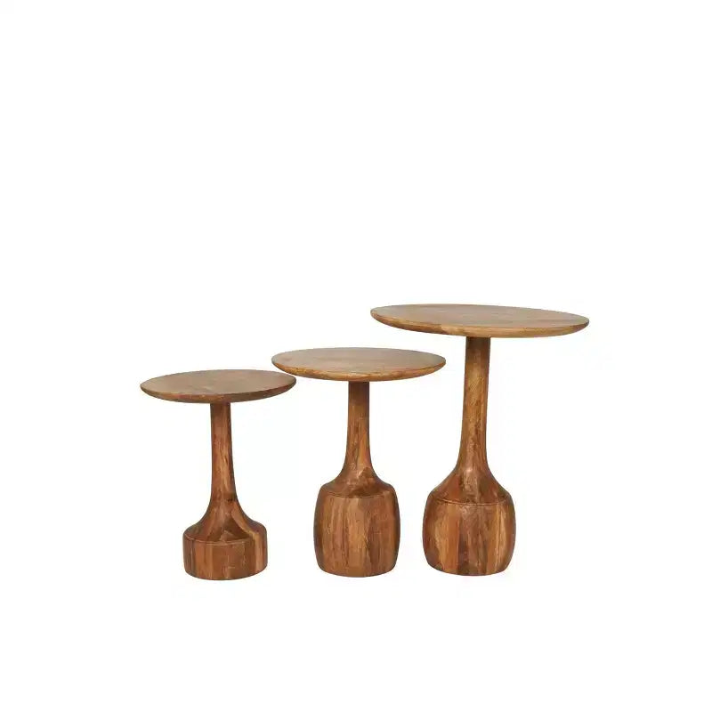 Table d'appoint artisanale en bois de manguier Olivia & May : Lot de 3, Aucun assemblage requis, Utilisation intérieure, Style bohème