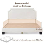 Lit plate-forme moderne Queen Heartwild en tissu bouclé blanc avec clous et tapissé, magasin ouvert 24h/24, 7j/7 : polyester, cadre en bois, sommier tapissier non requis