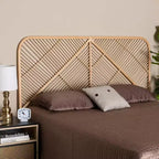 Tête de lit autonome Queen Walid Rattan Marron Naturel - Baxton Studio : Aucun assemblage requis, Nettoyage des taches, Conception autoportante