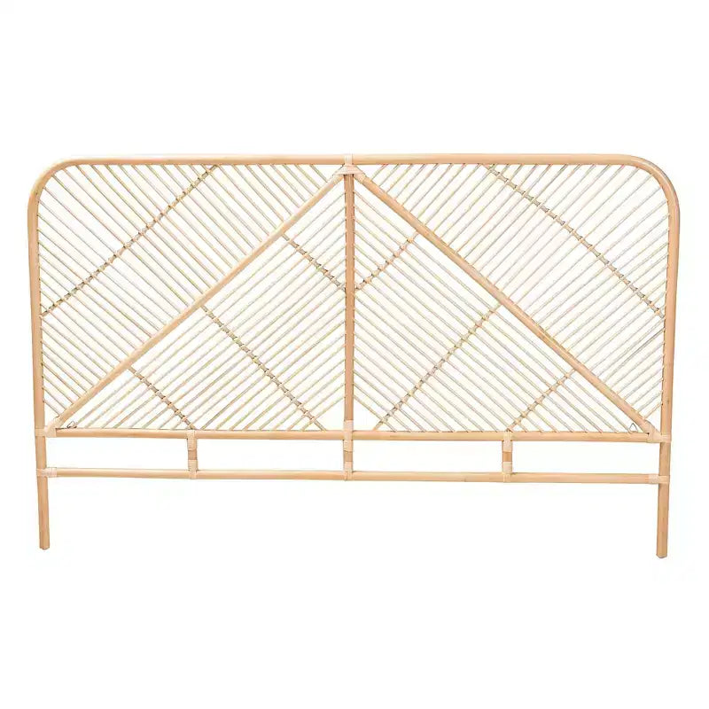 Tête de lit autonome Queen Walid Rattan Marron Naturel - Baxton Studio : Aucun assemblage requis, Nettoyage des taches, Conception autoportante