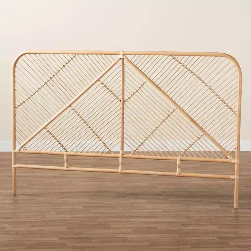 Tête de lit autonome Queen Walid Rattan Marron Naturel - Baxton Studio : Aucun assemblage requis, Nettoyage des taches, Conception autoportante