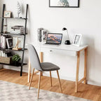 Costway Bureau informatique, table d'écriture pour PC portable, table de toilette avec tiroir et pieds en bois