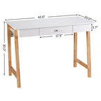 Costway Bureau informatique, table d'écriture pour PC portable, table de toilette avec tiroir et pieds en bois
