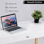 Costway Bureau informatique, table d'écriture pour PC portable, table de toilette avec tiroir et pieds en bois