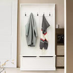 Meuble d'entrée LuxenHome blanc en MDF avec banc de rangement