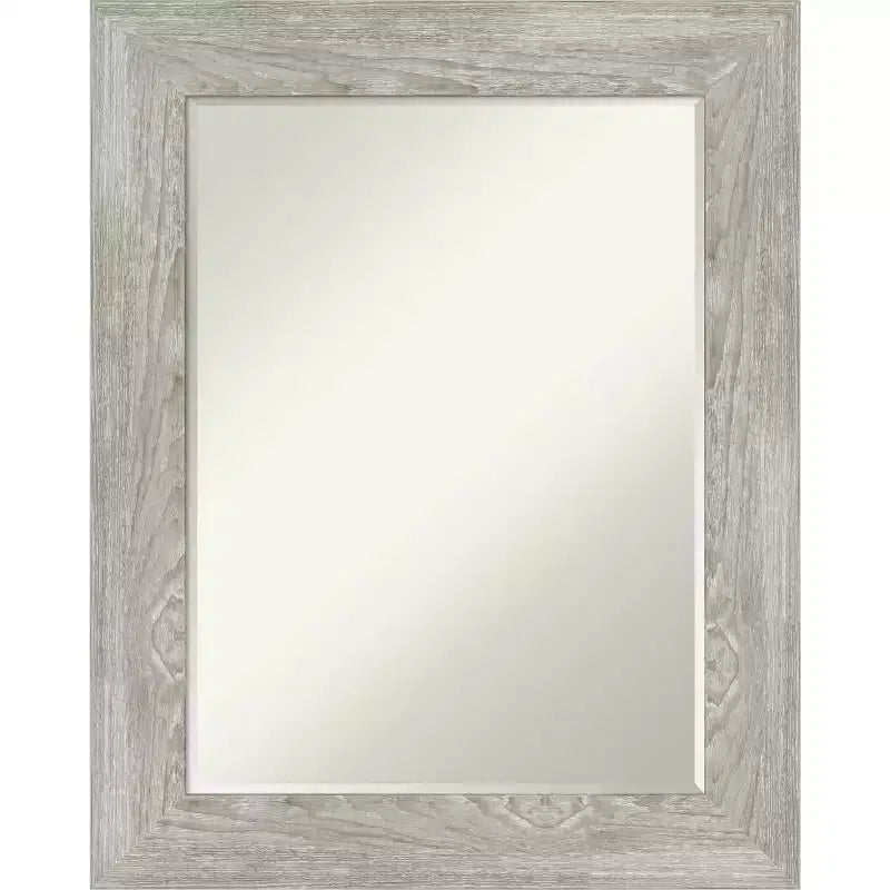 Amanti Art Dove Greywash Petite Bevel Bathroom Wall Mirror 30 x 24 in.