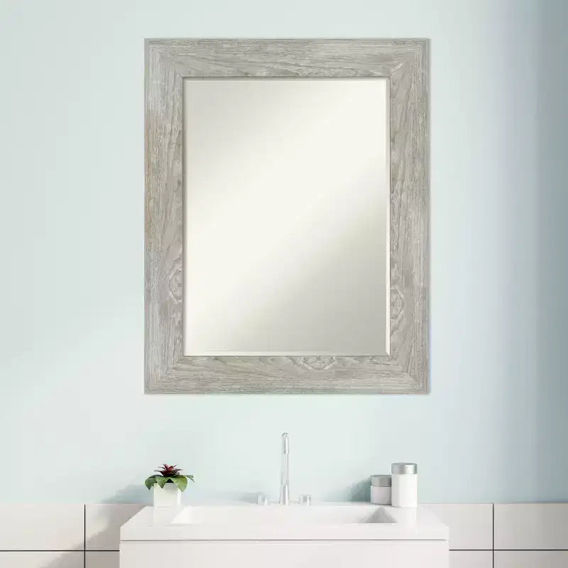 Miroir mural de salle de bain Amanti Art Dove Greywash Petite Bevel 30 x 24 po