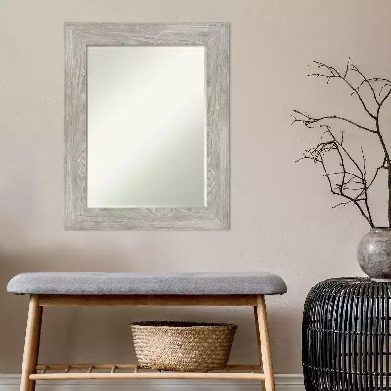 Miroir mural de salle de bain Amanti Art Dove Greywash Petite Bevel 30 x 24 po