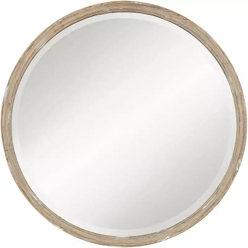 Uttermost Greta Faux Wood Finish 34 Round Wall Mirror