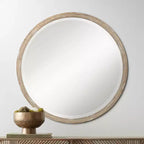 Miroir mural rond Uttermost Greta, 34 po, fini faux bois
