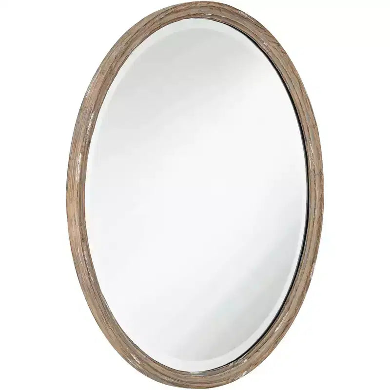 Miroir mural rond Uttermost Greta, 34 po, fini faux bois