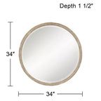 Miroir mural rond Uttermost Greta, 34 po, fini faux bois