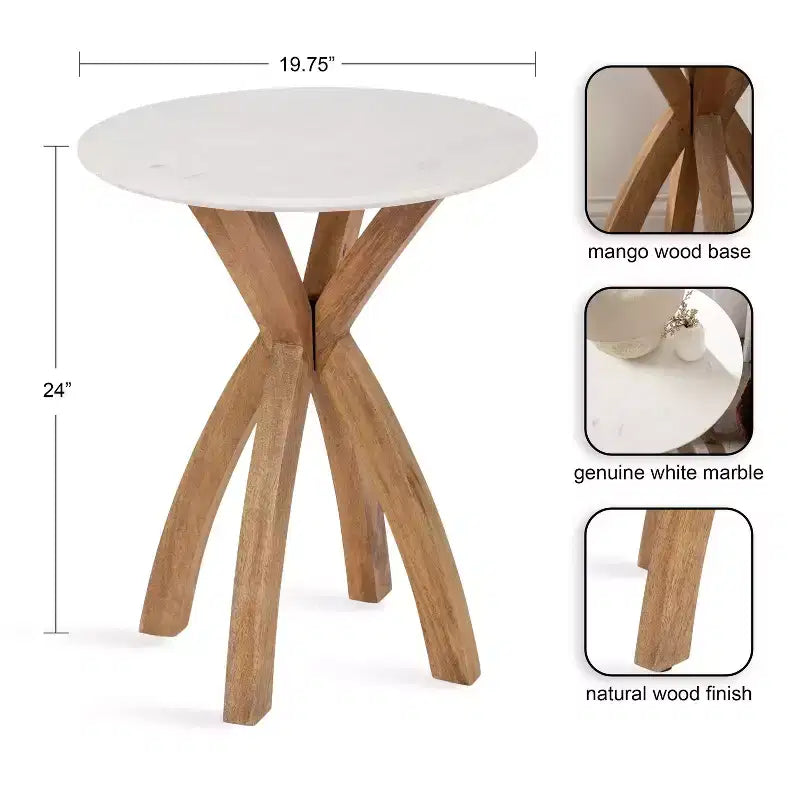 Table d'appoint ronde en bois Soleyn de Kate et Laurel, 20x20x24, Naturel