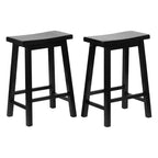 Tabourets de bar PJ Wood classiques de 61 cm de haut avec siège en forme de selle pour cuisines, salles à manger et bars, sans dossier, 4 pieds carrés, noirs (lot de 8)