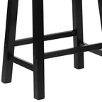 Tabourets de bar PJ Wood classiques de 61 cm de haut avec siège en forme de selle pour cuisines, salles à manger et bars, sans dossier, 4 pieds carrés, noirs (lot de 8)