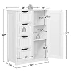 Meuble de Salle de Bain sur Pied Yaheetech en Bois avec 4 Tiroirs et 1 Placard