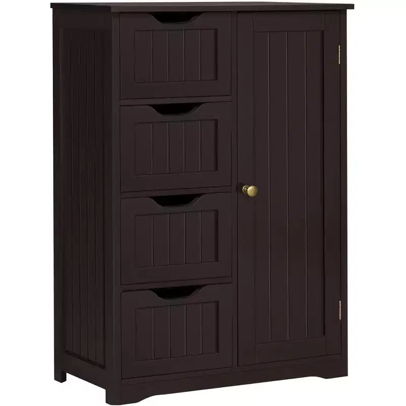 Meuble de Salle de Bain sur Pied Yaheetech en Bois avec 4 Tiroirs et 1 Placard