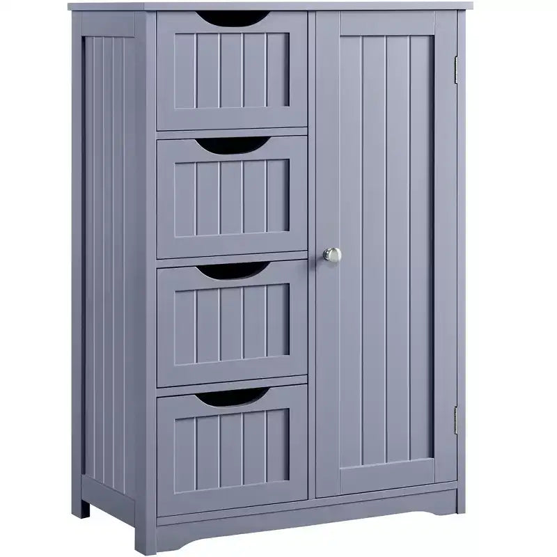 Meuble de Salle de Bain sur Pied Yaheetech en Bois avec 4 Tiroirs et 1 Placard