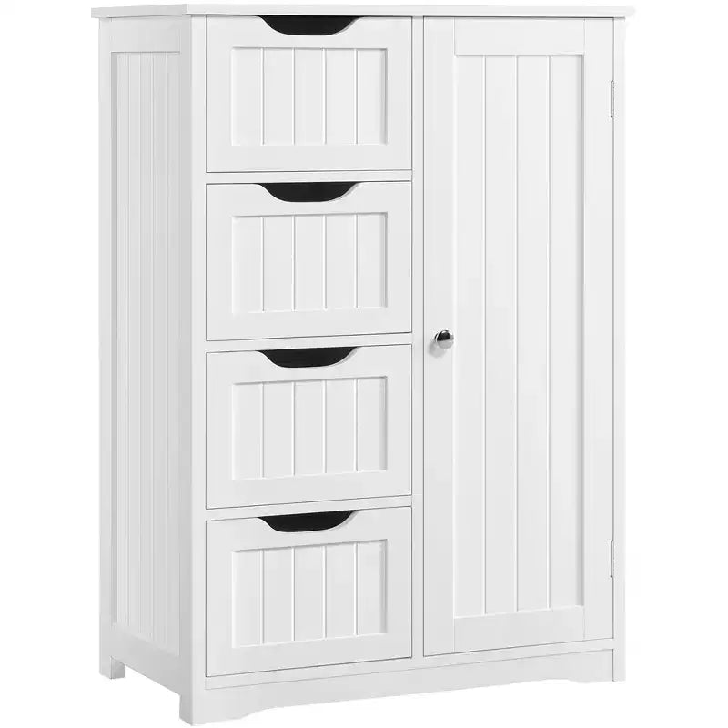 Meuble de Salle de Bain sur Pied Yaheetech en Bois avec 4 Tiroirs et 1 Placard