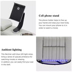 Fauteuil inclinable électrique, fauteuil d'appoint pivotant à 270° avec accoudoir de rangement, lumière LED, porte-gobelet, tablette pivotante et support de téléphone - ModernLuxe
