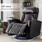 Fauteuil inclinable électrique, fauteuil d'appoint pivotant à 270° avec accoudoir de rangement, lumière LED, porte-gobelet, tablette pivotante et support de téléphone - ModernLuxe