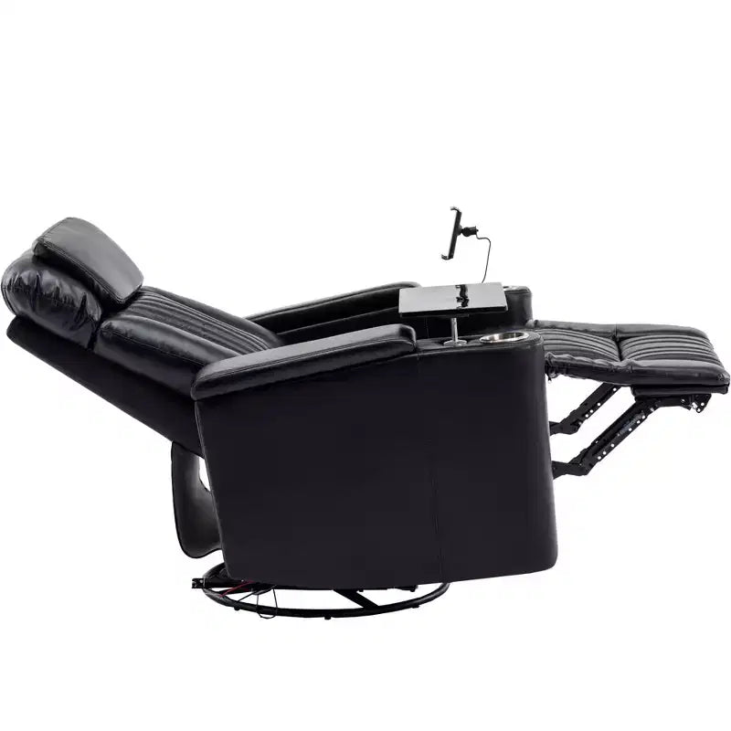 Fauteuil inclinable électrique, fauteuil d'appoint pivotant à 270° avec accoudoir de rangement, lumière LED, porte-gobelet, tablette pivotante et support de téléphone - ModernLuxe