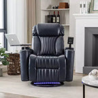 Fauteuil inclinable électrique, fauteuil d'appoint pivotant à 270° avec accoudoir de rangement, lumière LED, porte-gobelet, tablette pivotante et support de téléphone - ModernLuxe