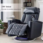 Fauteuil inclinable électrique, fauteuil d'appoint pivotant à 270° avec accoudoir de rangement, lumière LED, porte-gobelet, tablette pivotante et support de téléphone - ModernLuxe