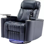 Fauteuil inclinable électrique, fauteuil d'appoint pivotant à 270° avec accoudoir de rangement, lumière LED, porte-gobelet, tablette pivotante et support de téléphone - ModernLuxe