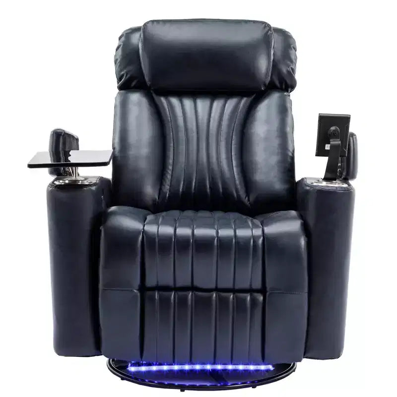 Fauteuil inclinable électrique, fauteuil d'appoint pivotant à 270° avec accoudoir de rangement, lumière LED, porte-gobelet, tablette pivotante et support de téléphone - ModernLuxe