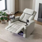 Fauteuil inclinable électrique, fauteuil d'appoint pivotant à 270° avec accoudoir de rangement, lumière LED, porte-gobelet, tablette pivotante et support de téléphone - ModernLuxe