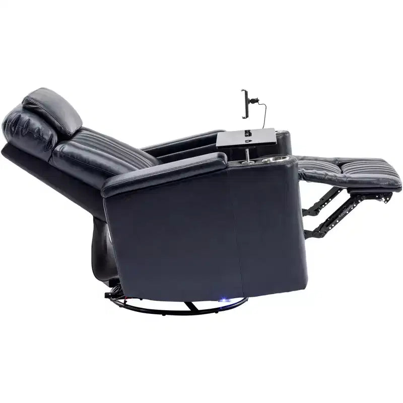 Fauteuil inclinable électrique, fauteuil d'appoint pivotant à 270° avec accoudoir de rangement, lumière LED, porte-gobelet, tablette pivotante et support de téléphone - ModernLuxe