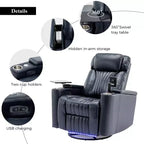 Fauteuil inclinable électrique, fauteuil d'appoint pivotant à 270° avec accoudoir de rangement, lumière LED, porte-gobelet, tablette pivotante et support de téléphone - ModernLuxe