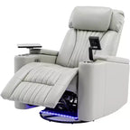 Fauteuil inclinable électrique, fauteuil d'appoint pivotant à 270° avec accoudoir de rangement, lumière LED, porte-gobelet, tablette pivotante et support de téléphone - ModernLuxe