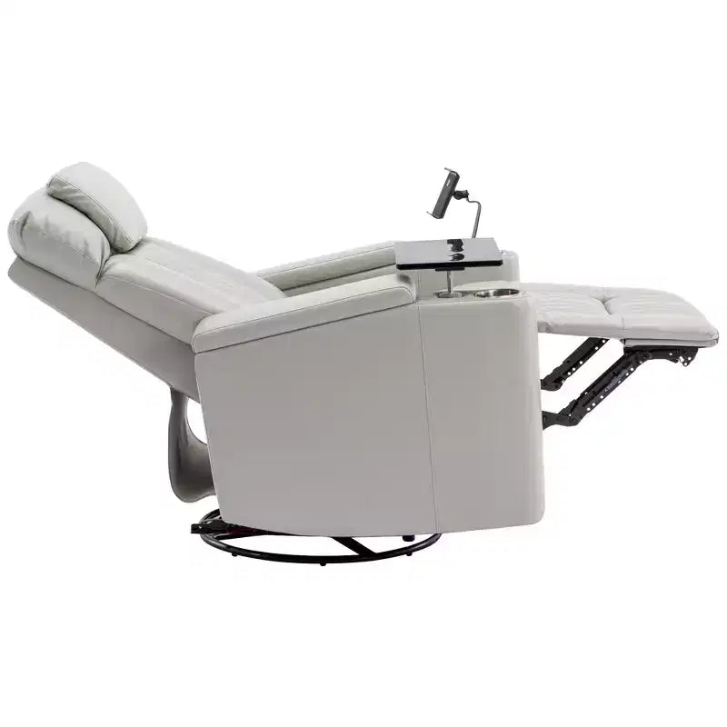 Fauteuil inclinable électrique, fauteuil d'appoint pivotant à 270° avec accoudoir de rangement, lumière LED, porte-gobelet, tablette pivotante et support de téléphone - ModernLuxe