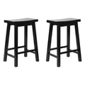 PJ Wood Classic Saddle Seat 24 Inch Kitchen Bar Counter Stool with Backless Seat & 4 Square Legs, for Homes, Dining Spaces, and Bars (2 Pack)