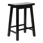 Tabouret de bar de cuisine PJ Wood Classic Saddle Seat 61 cm, sans dossier et avec 4 pieds carrés, pour les maisons, les salles à manger et les bars (lot de 2)