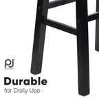 Tabouret de bar de cuisine PJ Wood Classic Saddle Seat 61 cm, sans dossier et avec 4 pieds carrés, pour les maisons, les salles à manger et les bars (lot de 2)