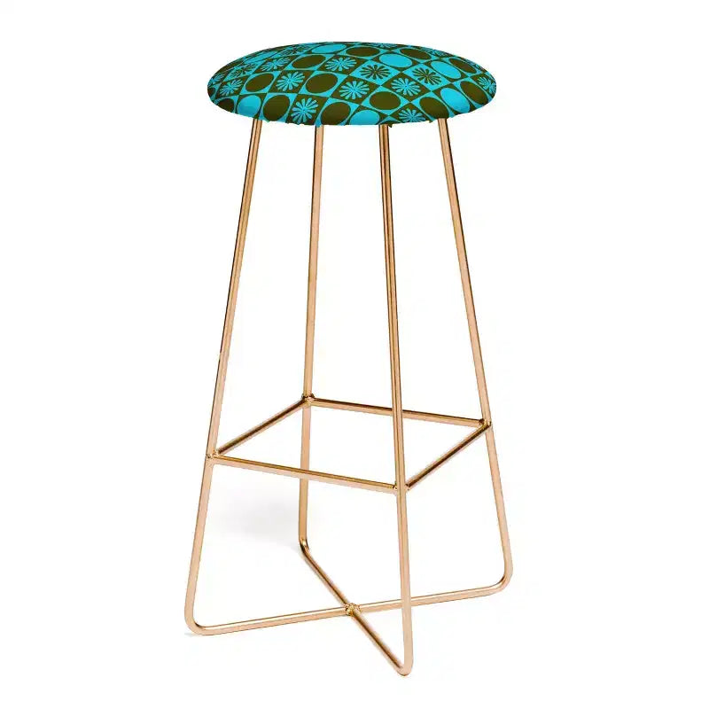 Tabouret de bar à motif à carreaux rétro Gnome Apple Muted - Deny Designs